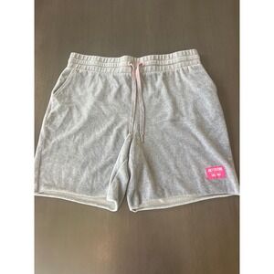 Juicy Couture Velour Shorts Gray Drawstring Pockets Logo Tag Women's XL Sporty